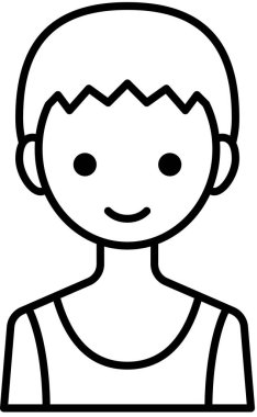 Erkek yüzü, çocuk avatar konsepti, insanlar gülümseme ikonu, minimalist vektör illüstrasyonu