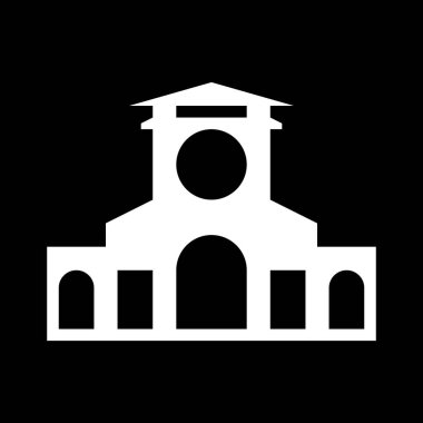 bina simgesi beyaz arkaplanda izole edildi, vektör illüstrasyonu