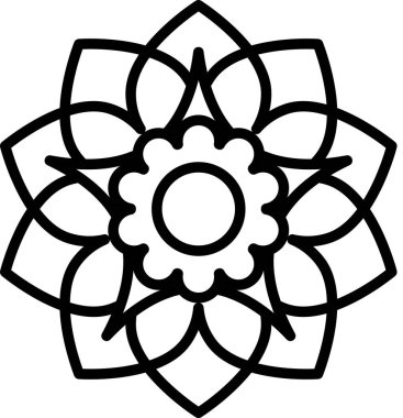 Çiçek süslemesinin basit vektör illüstrasyonu, çiçek açan bitki sanatı