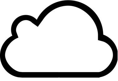 Beyaz arkaplanda izole edilmiş bulut simgesi, vektör illüstrasyonu