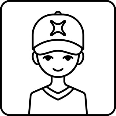 Erkek yüzü, çocuk avatar konsepti, insanlar gülümseme ikonu, minimalist vektör illüstrasyonu