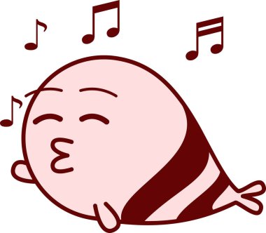 Beyaz arkaplanda izole müzik balığı, vektör illüstrasyonu