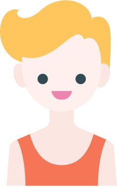 Erkek yüzü, çocuk avatar konsepti, insanlar gülümseme ikonu, minimalist vektör illüstrasyonu