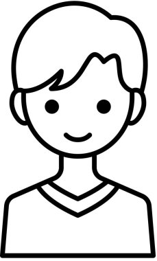 Erkek yüzü, çocuk avatar konsepti, insanlar gülümseme ikonu, minimalist vektör illüstrasyonu