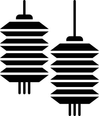 Ayışığı şenlik feneri simgesi, minimalist vektör illüstrasyonu