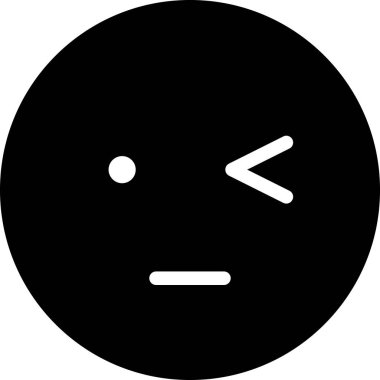 Sıkılmış simge, göz kırpan yüz avatarı, ifade ruh hali, minimalist vektör illüstrasyonu