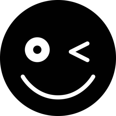 Gülümseme simgesi, göz kırpan yüz avatarı, ifade ruh hali, minimalist vektör illüstrasyonu