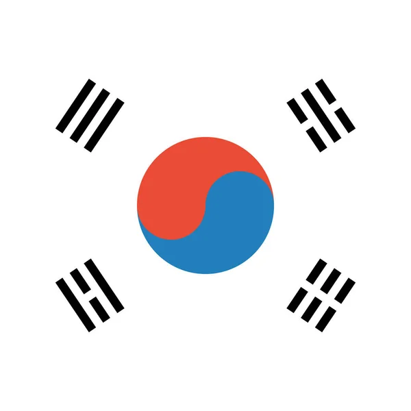Vlag Van Zuid Korea Plat Pictogram Vector Illustratie — Stockvector