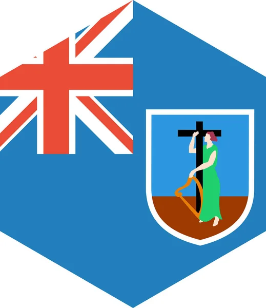 Σημαία Montserrat Απομονωμένη Λευκό Φόντο Διανυσματική Απεικόνιση — Διανυσματικό Αρχείο