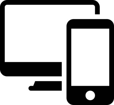 bilgisayar ve akıllı telefon düz simgesi, vektör, illüstrasyon