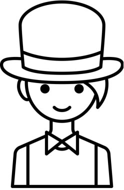 Erkek yüzü, çocuk avatar konsepti, insanlar gülümseme ikonu, minimalist vektör illüstrasyonu