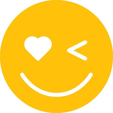 Gülümseme simgesi, göz kırpan yüz avatarı, ifade ruh hali, minimalist vektör illüstrasyonu