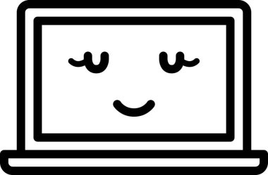 İfade yüz ifadesi duygu simgesi vektörü, dizüstü bilgisayarda gülen yüz avatarı