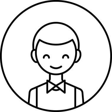 Erkek yüzü, çocuk avatar konsepti, insanlar gülümseme ikonu, minimalist vektör illüstrasyonu