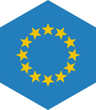 Beyaz arka planda izole edilmiş Avrupa Birliği bayrağı, vektör illüstrasyonu