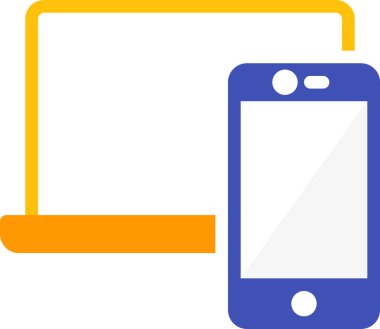 dizüstü bilgisayar ve akıllı telefon düz simgesi, vektör, illüstrasyon  