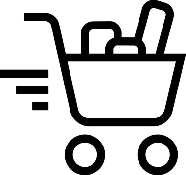 Alışveriş arabası simgesi, minimalist vektör illüstrasyonu