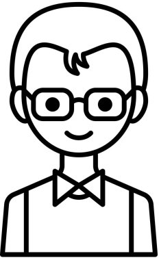 Erkek yüzü, çocuk avatar konsepti, insanlar gülümseme ikonu, minimalist vektör illüstrasyonu