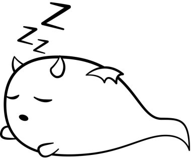 Uyuyan yüz ifadesi şişman çizgi film karakteri, vektör illüstrasyonu