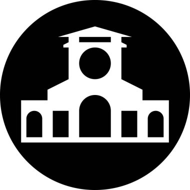 bina simgesi beyaz arkaplanda izole edildi, vektör illüstrasyonu