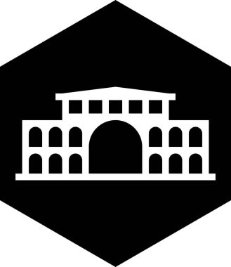 bina simgesi beyaz arkaplanda izole edildi, vektör illüstrasyonu