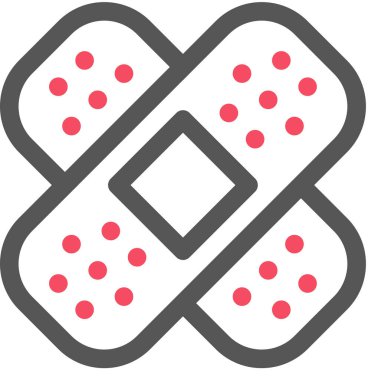 Beyaz arkaplanda izole edilmiş bandaj simgesi, vektör illüstrasyonu