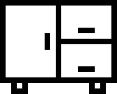 beyaz arkaplanda izole edilmiş dolap simgesi, vektör illüstrasyonu