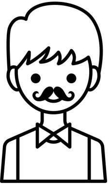 Erkek yüzü, çocuk avatar konsepti, insanlar gülümseme ikonu, minimalist vektör illüstrasyonu