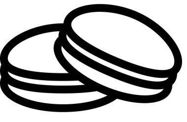 Beyaz arkaplanda izole edilmiş makaron simgesi, vektör illüstrasyonu