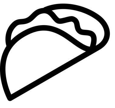 Beyaz arkaplanda izole edilmiş taco simgesi, vektör illüstrasyonu