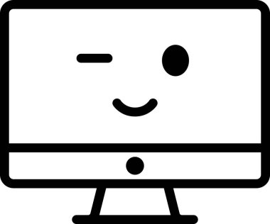 İfade yüz ifadesi duygu simgesi vektörü, masaüstü bilgisayarında gülen yüz avatarı