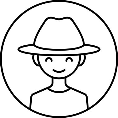 Erkek yüzü, çocuk avatar konsepti, insanlar gülümseme ikonu, minimalist vektör illüstrasyonu