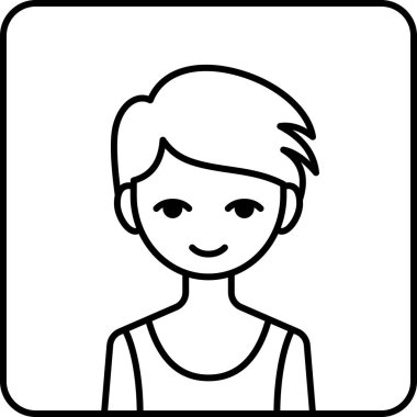 Erkek yüzü, çocuk avatar konsepti, insanlar gülümseme ikonu, minimalist vektör illüstrasyonu