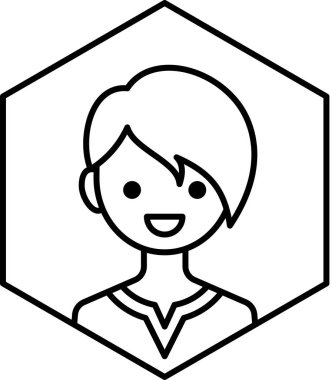 Erkek yüzü, çocuk avatar konsepti, insanlar gülümseme ikonu, minimalist vektör illüstrasyonu