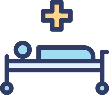 Hastane yatağı. Düz tasarım biçimi, vektör illüstrasyonu