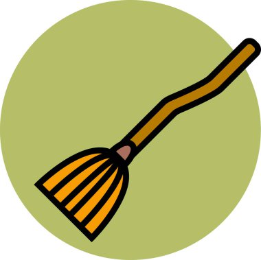 Cadılar Bayramı süpürgesi simgesi, vektör illüstrasyonu