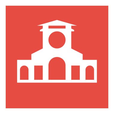 bina simgesi beyaz arkaplanda izole edildi, vektör illüstrasyonu