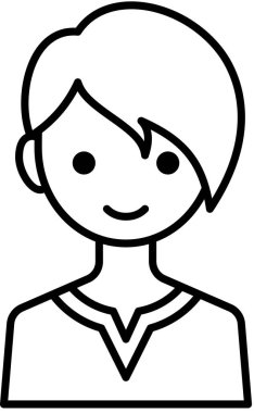 Erkek yüzü, çocuk avatar konsepti, insanlar gülümseme ikonu, minimalist vektör illüstrasyonu