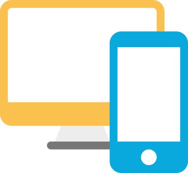 bilgisayar ve akıllı telefon düz simgesi, vektör, illüstrasyon