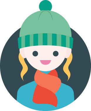 Kadın yüzü, kız avatar konsepti, insanlar gülümseme ikonu, minimalist vektör illüstrasyonu