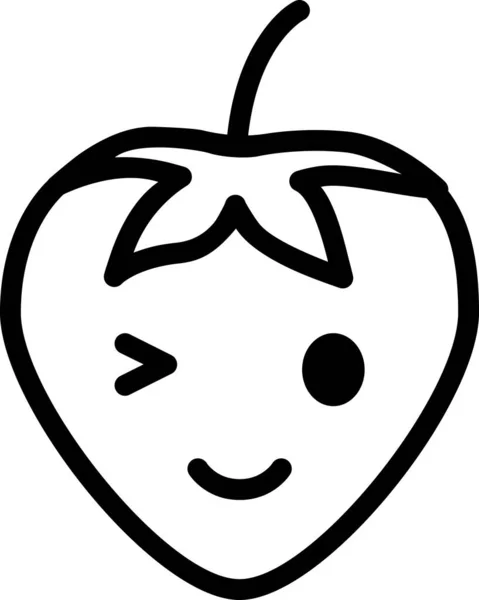 Jahodový Výraz Tvář Emoticon Vektor Šťastný Obličej Avatar — Stockový vektor
