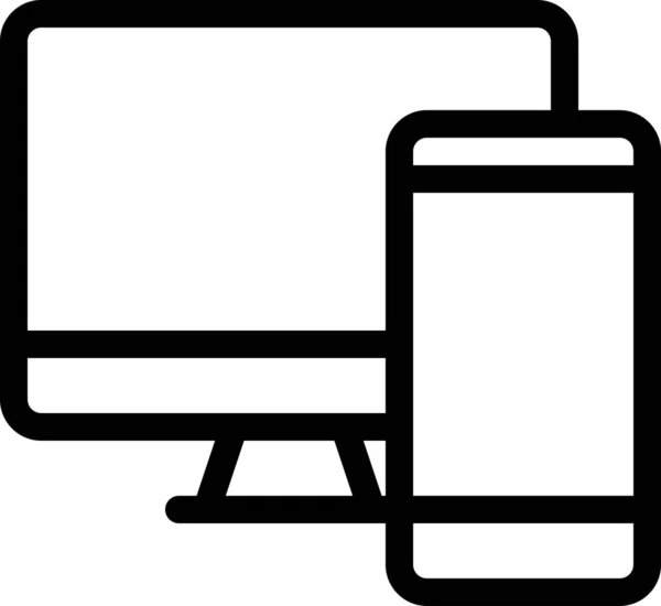 Ordinateur Smartphone Icône Plate Vecteur Illustration — Image vectorielle