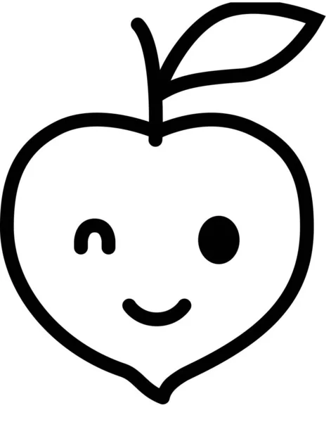 Expresión Cara Emoticono Vector Cara Feliz Avatar Melocotón Fruta — Vector de stock