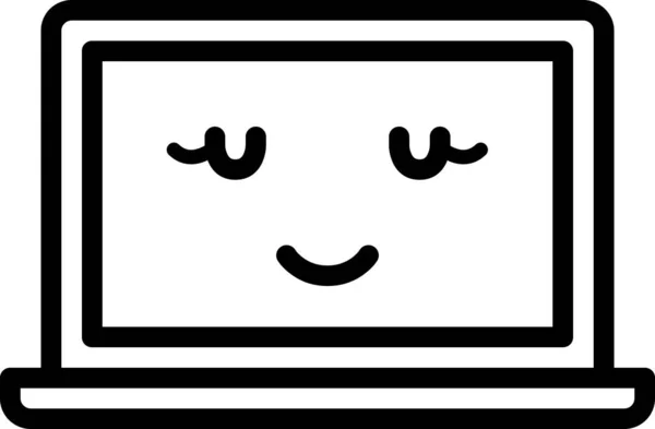 Uttryck Ansikte Emoticon Vektor Glad Ansikte Avatar Bärbar Dator — Stock vektor
