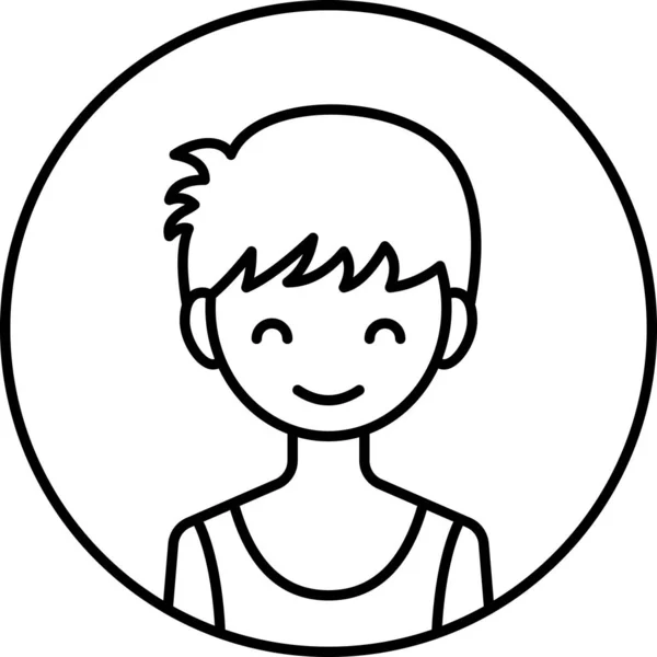 Erkek yüzü, çocuk avatar konsepti, insanlar gülümseme ikonu, minimalist vektör illüstrasyonu