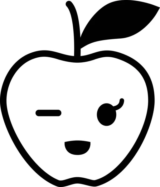 Icône Sourire Concept Avatar Visage Pomme Émoticône Illustration Vectorielle Minimaliste — Image vectorielle