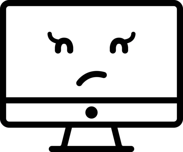 面部表情表情矢量 在桌上型计算机上表现出奇怪的面部形象 — 图库矢量图片
