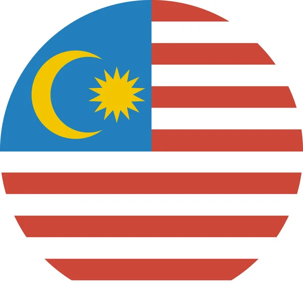 Bandeira Malásia Ícone Plano Ilustração Vetorial —  Vetores de Stock
