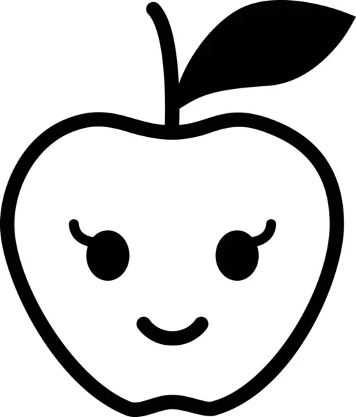 Pomme Expression Visage Emoticon Vecteur Heureux Visage Avatar — Image vectorielle