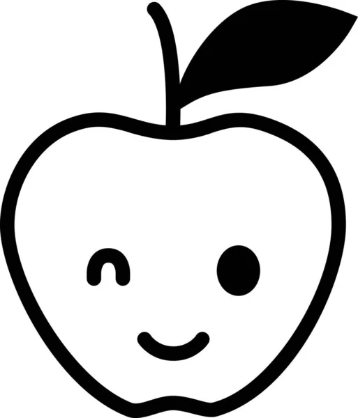 Pomme Expression Visage Emoticon Vecteur Heureux Visage Avatar — Image vectorielle